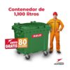 Oferta contenedor de basura con 4 ruedas y tapa marca SULO color Verde