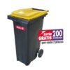 Bote de Basura de 180 Litros SULO Negro con Tapa Amarilla