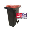 Bote de Basura de 180 Litros SULO Negro con Tapa Naranja