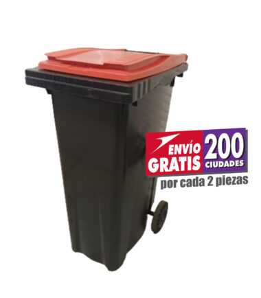 Bote de Basura de 180 Litros SULO Negro con Tapa Naranja