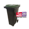 Bote de Basura de 180 Litros SULO negro con tapa verde