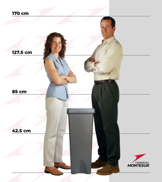 Bote de Basura Estra de 53 Litros Gris con Serigrafía "Inorgánico"