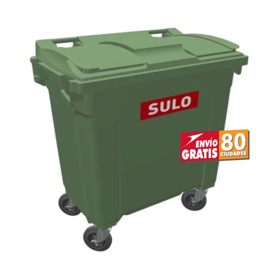 Contenedor de Basura 800 Litros SULO Verde con Tapa