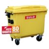Contenedor de basura con 4 ruedas y tapa marca SULO color Amarillo