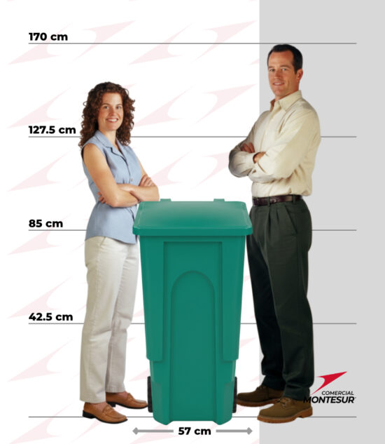 Contenedor de rotomoldeo de 240lts con 2 ruedas y tapa