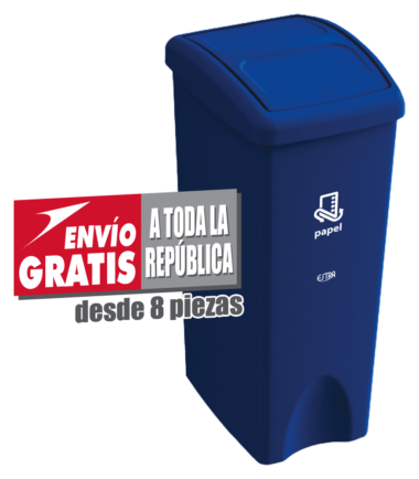 Bote de Basura Estra de 53 Litros Azul con Serigrafía "Papel"