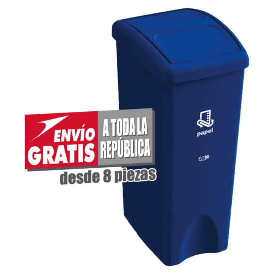 Bote de Basura Estra de 53 Litros Azul con Serigrafía "Papel"