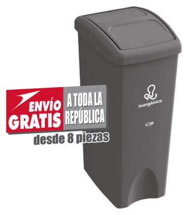 Bote de Basura Estra de 53 Litros Gris con Serigrafía "Inorgánico"