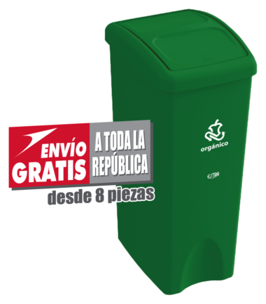 Bote de Basura Estra de 53 Litros Verde con Serigrafía "Orgánico"