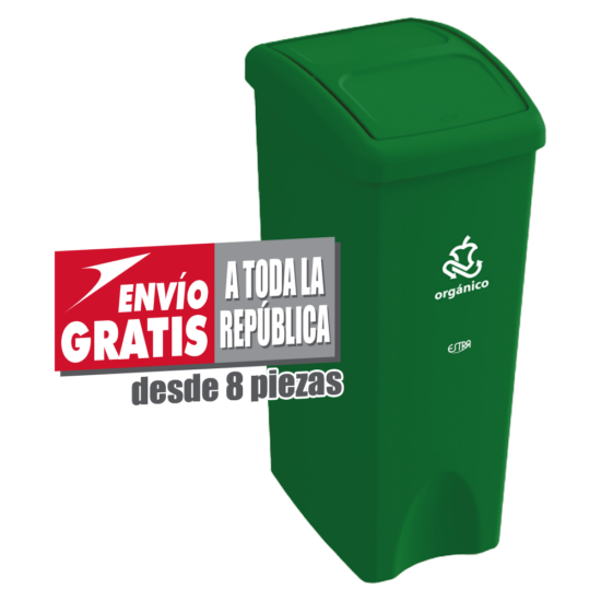 Bote de Basura Estra de 53 Litros Verde con Serigrafía "Orgánico"