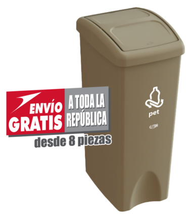 Bote de Basura Estra de 53 Litros Beige con Serigrafía "PET"