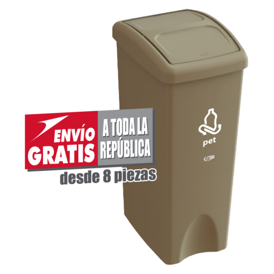 Bote de Basura Estra de 53 Litros Beige con Serigrafía "PET"