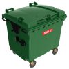 Contenedor de basura con 4 ruedas y tapa marca SULO color verde