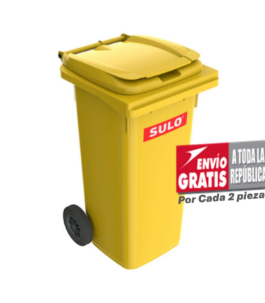 Bote de Basura de 120 Litros SULO Amarillo con Tapa