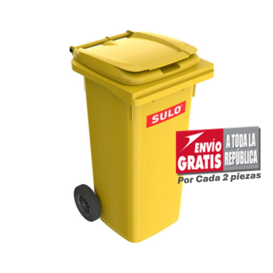 Bote de Basura de 120 Litros SULO Amarillo con Tapa
