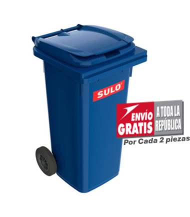 Bote de Basura de 120 Litros SULO Azul con Tapa