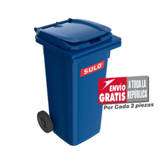 Bote de Basura de 120 Litros SULO Azul con Tapa