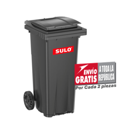 Bote de Basura de 120 Litros SULO Gris con Tapa