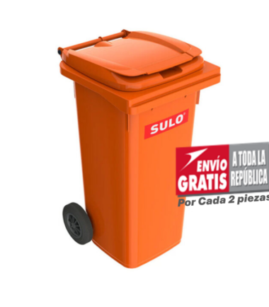 Bote de Basura de 120 Litros SULO Naranja con Tapa