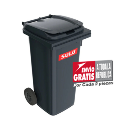 Bote de Basura de 120 Litros SULO Negro con Tapa
