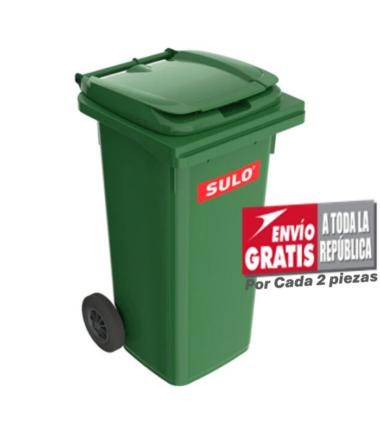 Bote de Basura de 120 Litros SULO Verde con Tapa