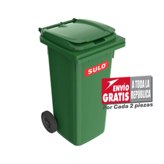Bote de Basura de 120 Litros SULO Verde con Tapa