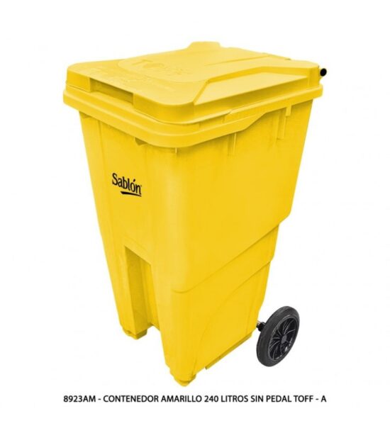 Bote de Basura 240L Sablón Amarillo con Ruedas