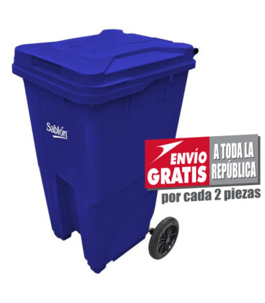 El Bote de Basura 240L Sablón Azul 8927AZ es resistente, ideal para escuelas y centros de trabajo.