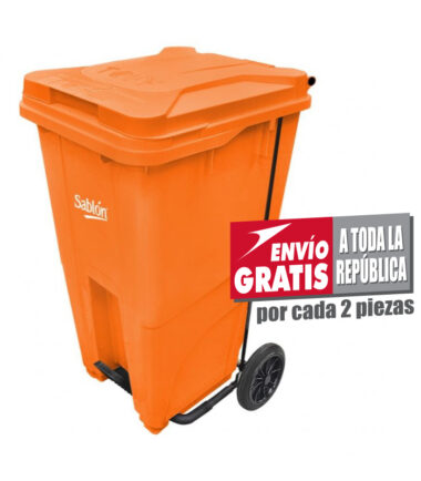 Bote de Basura 240L Sablón con Pedal Naranja