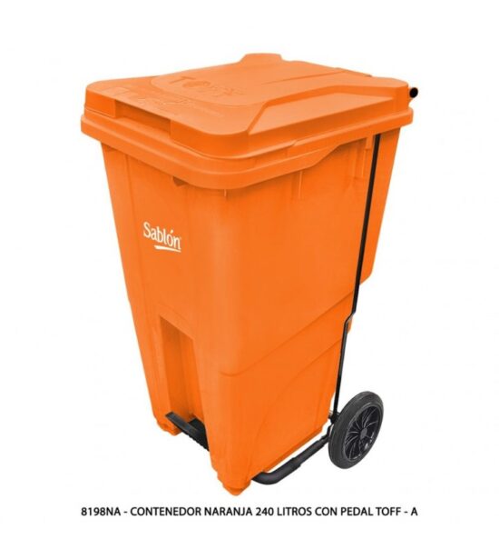 Bote de Basura 240L Sablón con Pedal Naranja