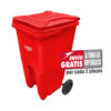 Bote de Basura 240L Sablón Rojo con Ruedas