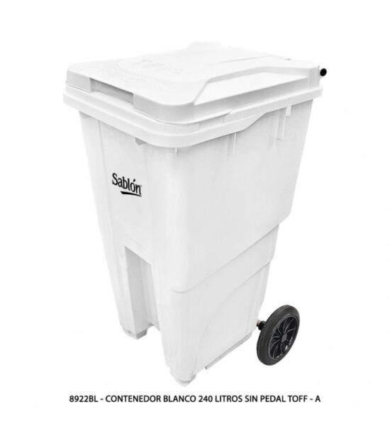 Bote de Basura 240L Sablón con Ruedas Blanco