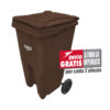 Bote de Basura 240L Sablón con Ruedas Café