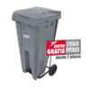 Bote de Basura de 120 litros con Pedal Sablón Gris con Tapa