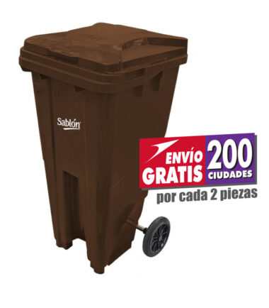 Bote de Basura de 120 litros Sablón Café con Tapa