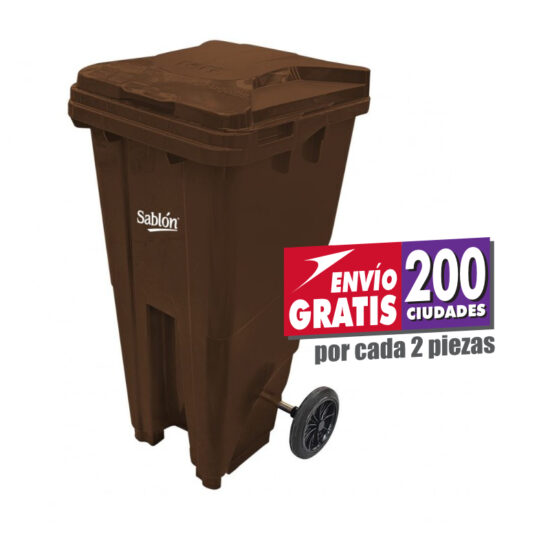 Bote de Basura de 120 litros Sablón Café con Tapa