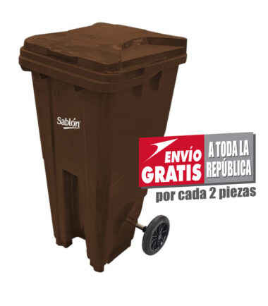Bote de Basura de 120 litros Sablón Café con Tapa