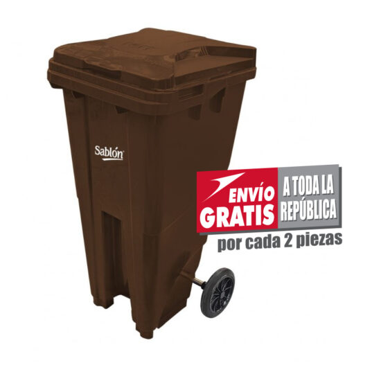 Bote de Basura de 120 litros Sablón Café con Tapa