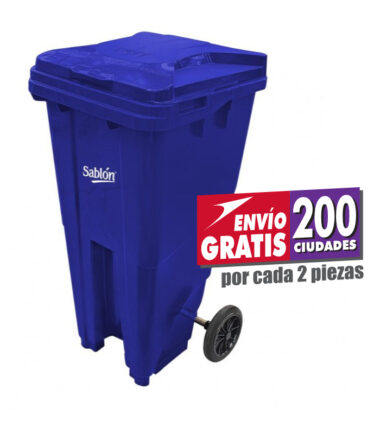 Bote de Basura de 120 litros Sablón Azul con Tapa