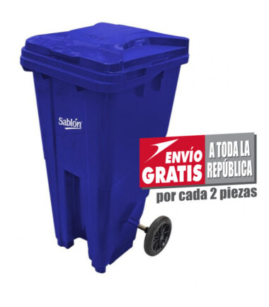 Bote de Basura de 120 litros Sablón Azul con Tapa