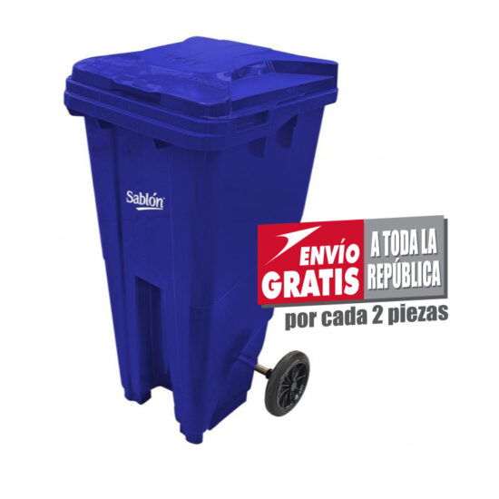 Bote de Basura de 120 litros Sablón Azul con Tapa