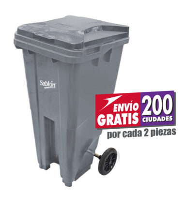 Bote de Basura de 120 litros Sablón Gris con Tapa