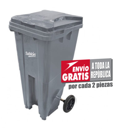 Bote de Basura de 120 litros Sablón Gris con Tapa