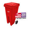 Bote de Basura de 120 litros Sablón Rojo con Tapa