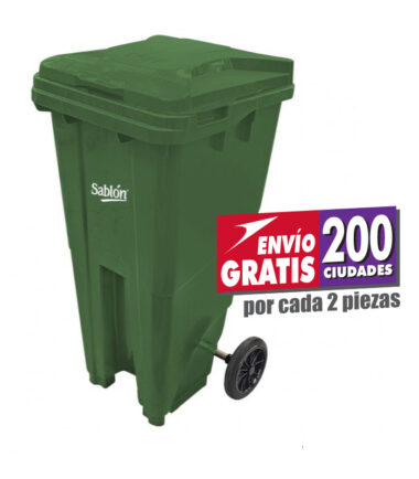 Bote de Basura Sablón de 120 Litros Verde con Tapa
