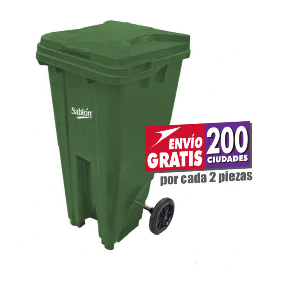 Bote de Basura Sablón de 120 Litros Verde con Tapa