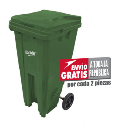Bote de Basura Sablón de 120 Litros Verde con Tapa