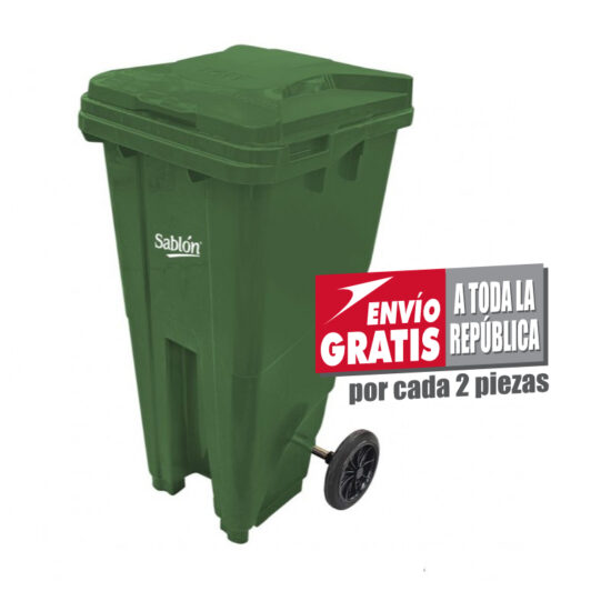 Bote de Basura Sablón de 120 Litros Verde con Tapa