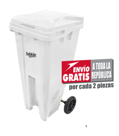 Bote de Basura de 120 litros Sablón Blanco con Tapa
