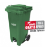 Bote de Basura de 120 litros con Pedal Sablón Verde con Tapa